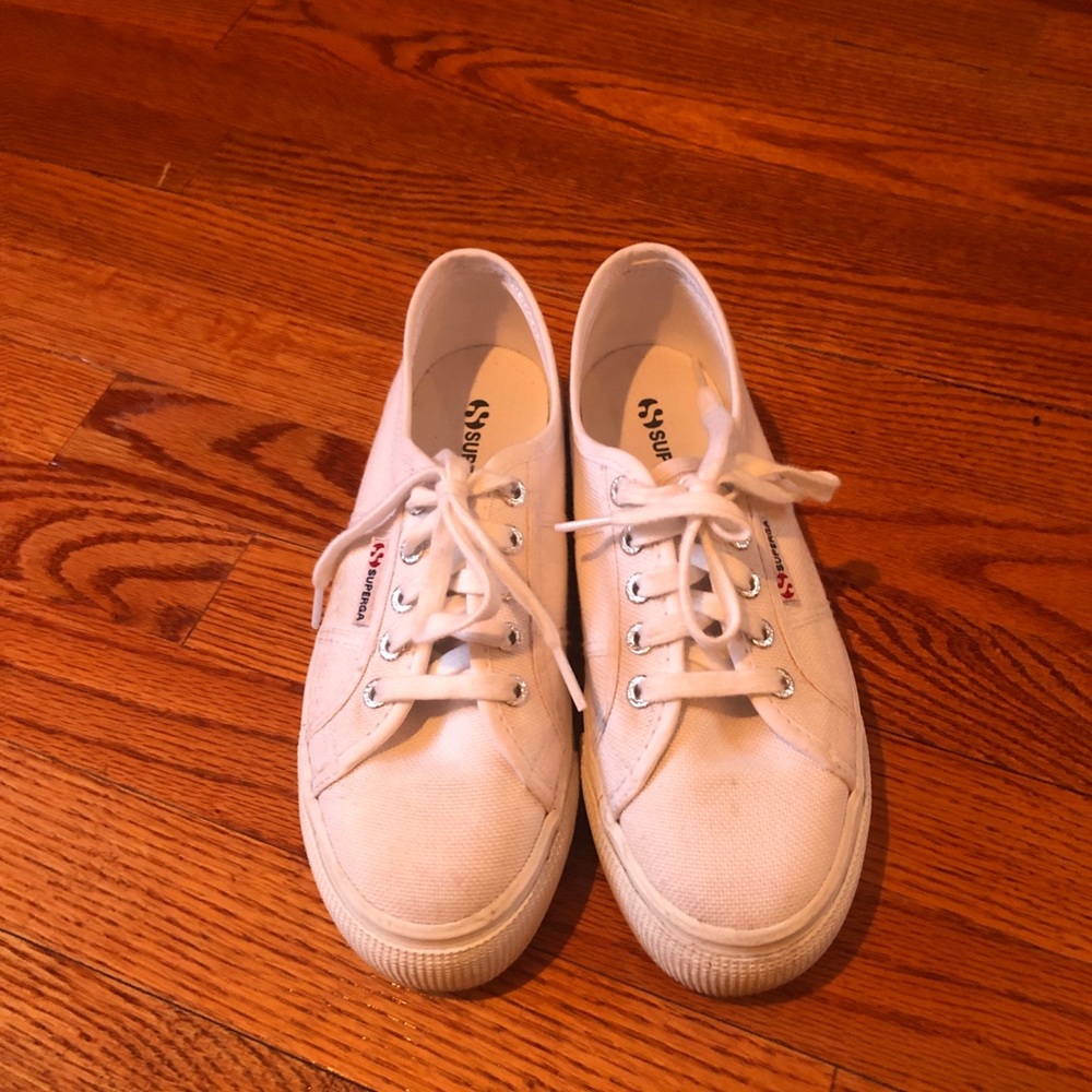 Superga white platform sneakers